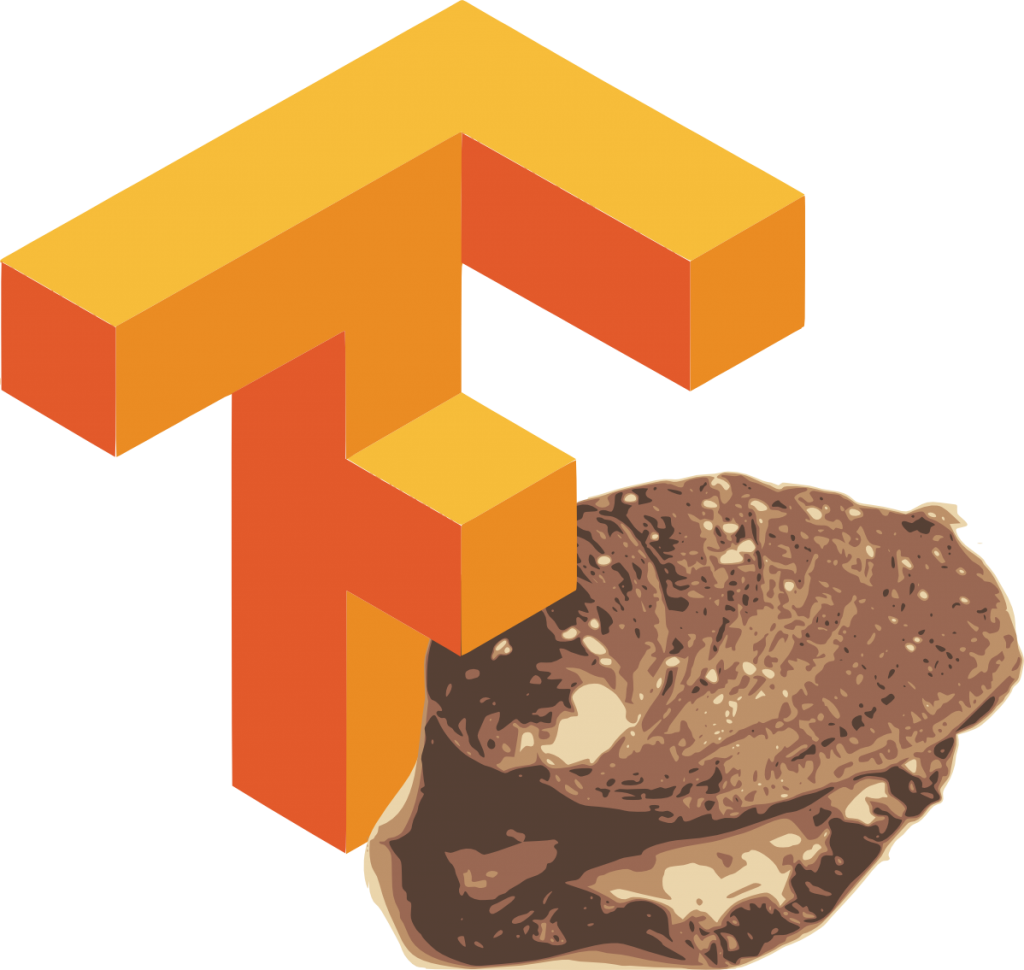 The TensorFlow logo with an abalone depicted in front of it.